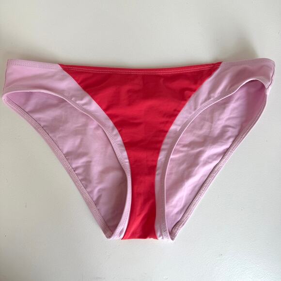 FLAGPOLE NYC Celine Bikini Bottom Pink Red Orange Colorblock Swim M Minimalist - Picture 1 of 4